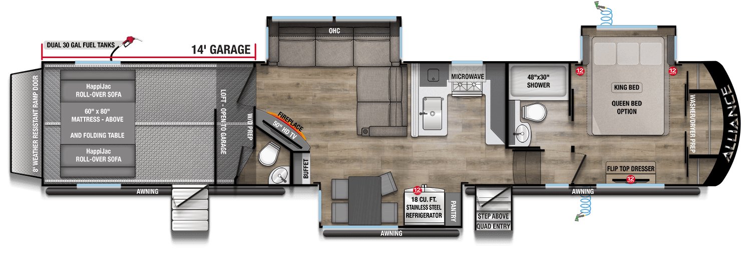 2025 Alliance RV Valor 44V14 Toy Hauler floorplan
