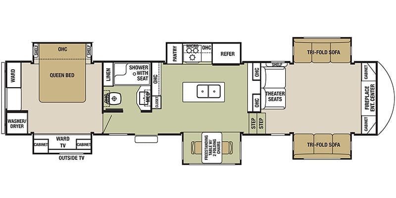 2018 Forest River Cedar Creek Silverback 37FLK Fifth Wheel floorplan