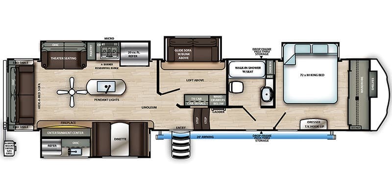 2021 Forest River Sandpiper 372LOK Fifth Wheel floorplan
