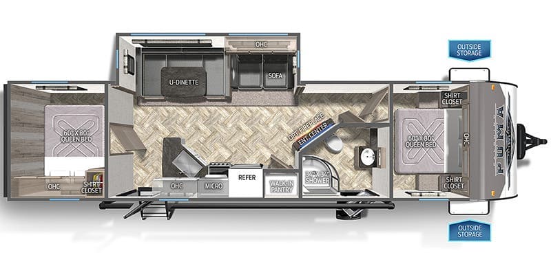 2023 Palomino Puma 28BHSS2 Travel Trailer floorplan