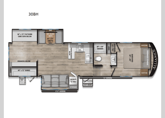 2026 Alliance RV Avenue All Access 30BH floorplan